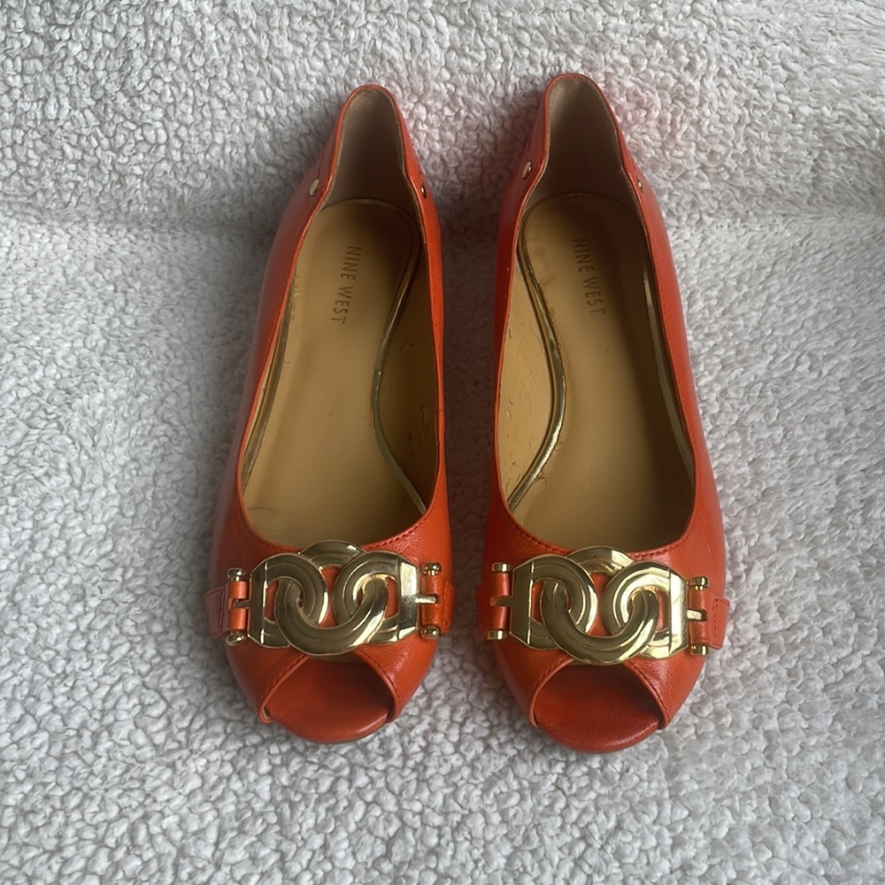 Nine West peep toe wedge shoes